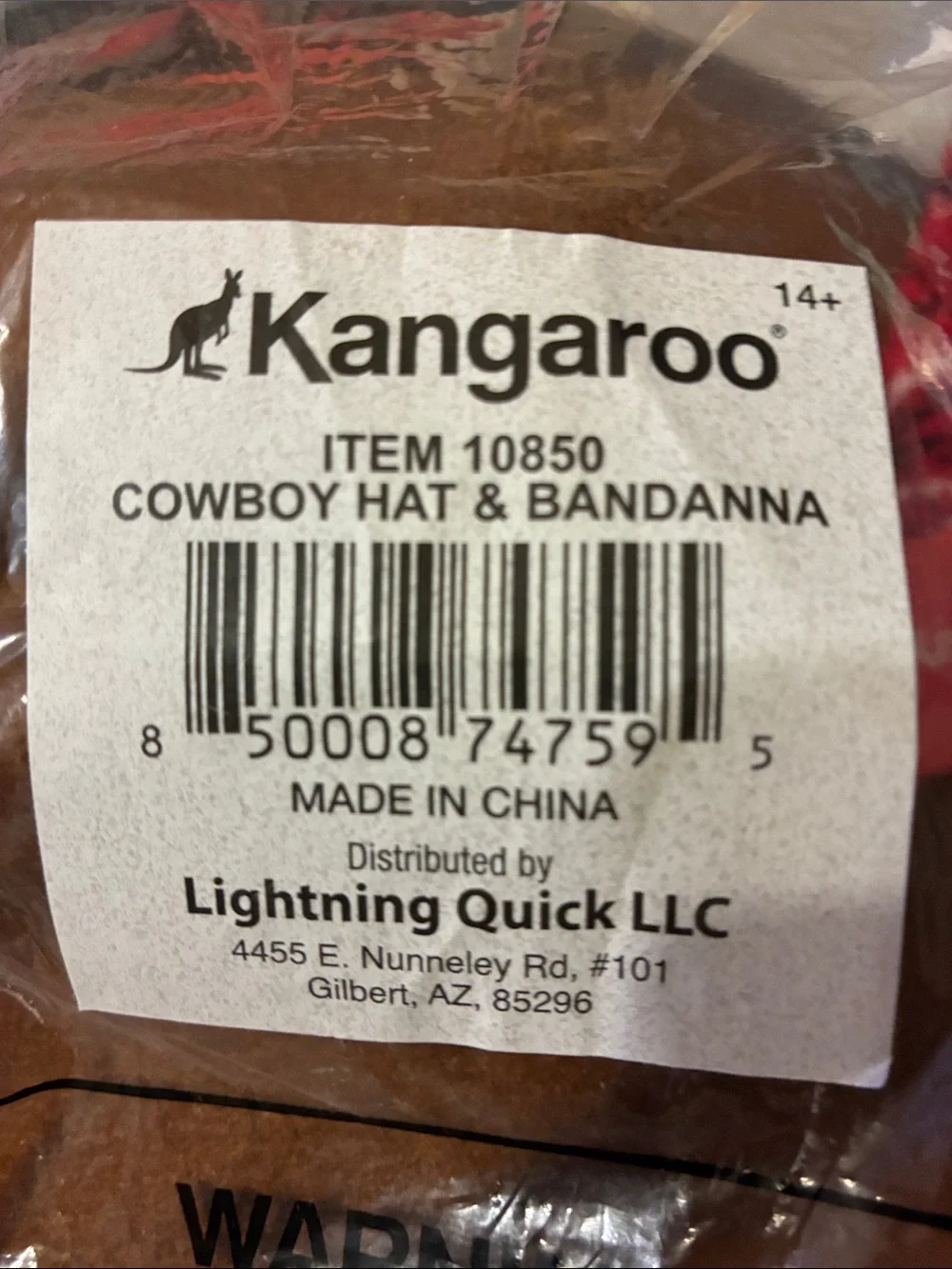 kangaROOS Brown Felt Cowboy Hat with Red Bandana